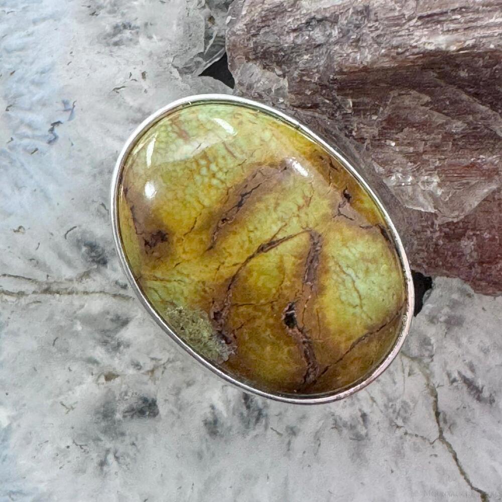 Carolyn Pollack Sterling Large Oval Green Turquoise Shield Ring Size 7 For Women